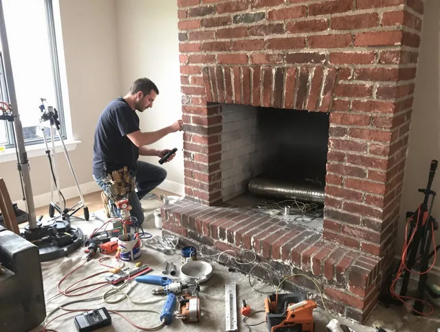 San Dimas Chimney Sweep specialist finalizing chimney liner service in San Dimas, CA