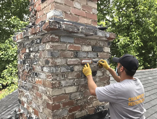 In-progress chimney restoration by San Dimas Chimney Sweep in San Dimas, CA