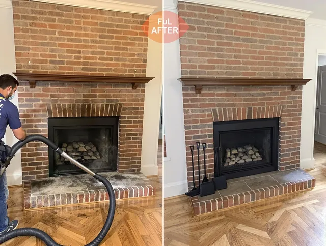 San Dimas Chimney Sweep carefully sanitizing a fireplace in San Dimas, CA
